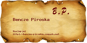 Bencze Piroska névjegykártya
